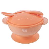 Набор для кормления тарелка на присоске крышка и ложка Roxy-Kids RFD-003-О