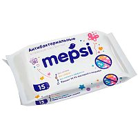 Влажные салфетки антибактериальные очищающие 15 шт Mepsi